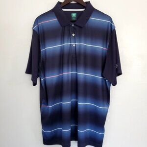 Pro Tour Men's XXL Golf  Polo Blue Stripe Pullover 3 Button-down Collar  Shirt
